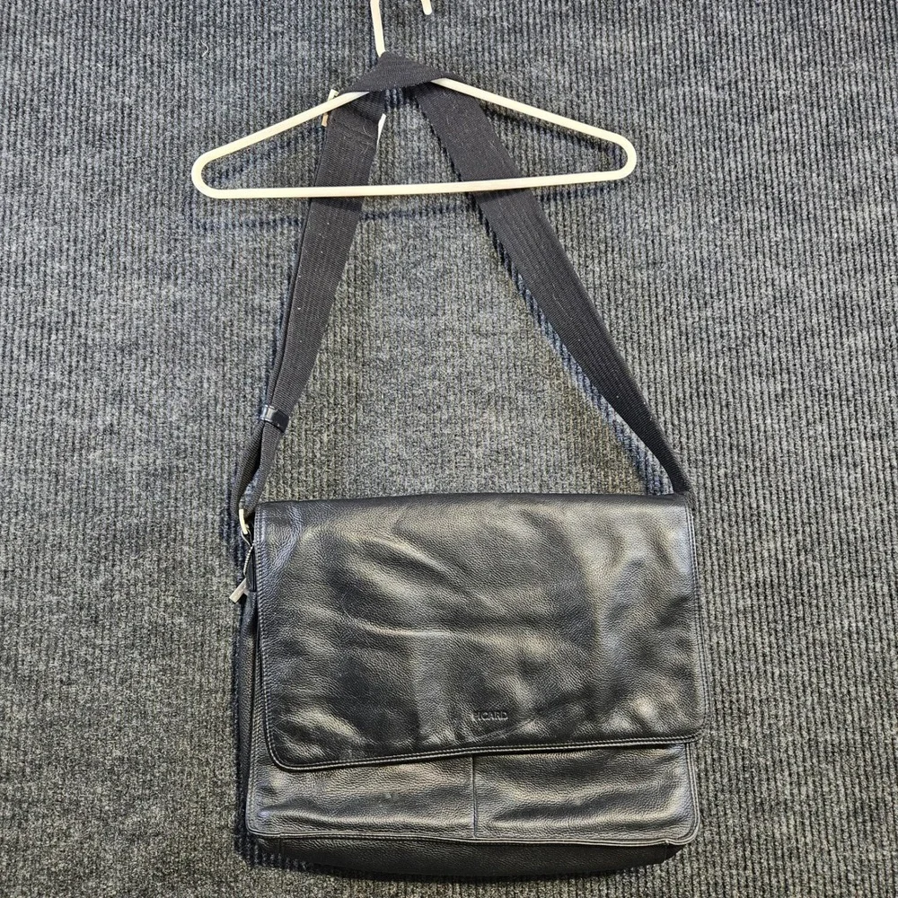 Picard Leder Mens Black Pebbled Leather Messenger Bag Crossbody Satchel Large